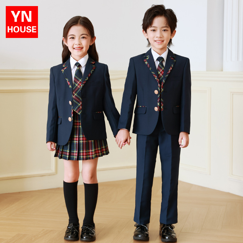 Estilo británico uniforme de escuela primaria traje de niños JK uniforme traje de Niña estudiante de secundaria clase uniforme vestido de primavera y otoño ropa