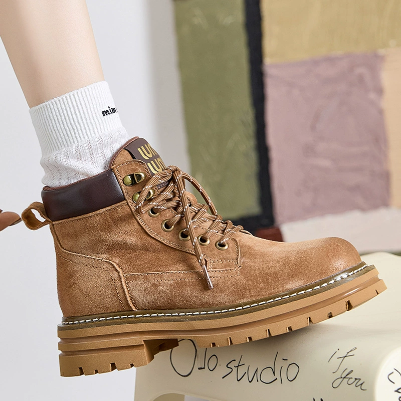 3008-18 Осень и зима Британские походы на открытом воздухе, большие желтые сапоги, женские увеличенные бархатные, легкие, толстые подошвы Мартин, сапоги прилив