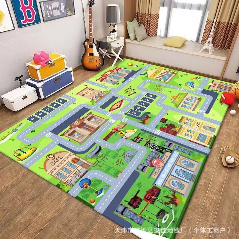 クロスボーダー子供用カーペットクリスタルベルベット駐車場クライミングマットゲーム交通道路フロアマット早期教育幼稚園カーペット|undefined