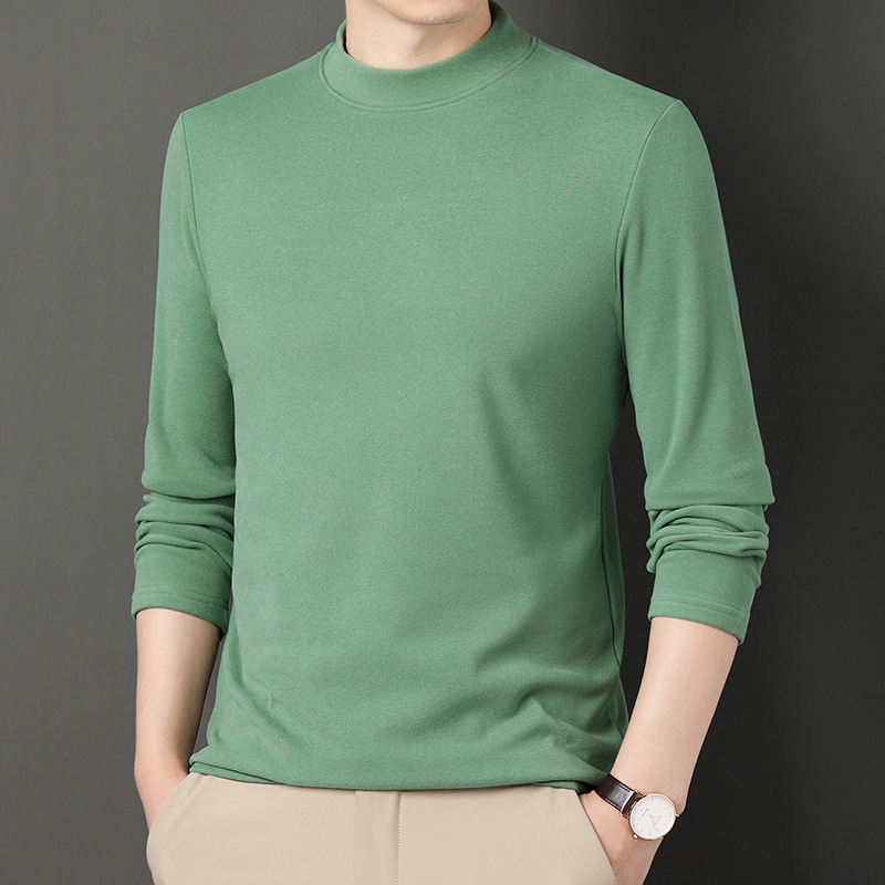 가을 겨울 신상 남성 양면 벨벳 티셔츠 반터틀넥 남성 긴팔 단색 독일산 벨벳 이너웨어 도매