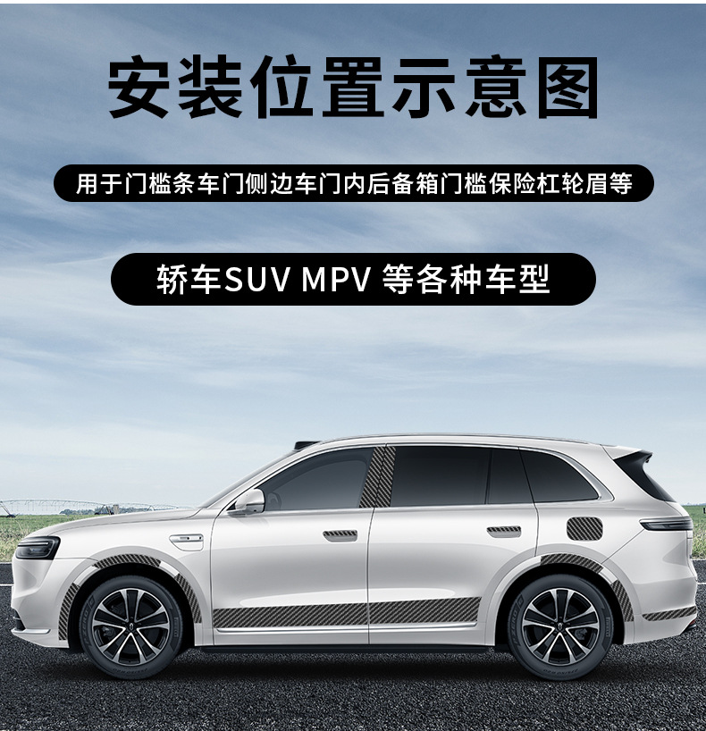 Car Carbon Fiber Pattern Door Sill Strip Anti-Scratch and Wear-Resistant Car Door Anti-Step Sticker Carbon Fiber Tape Sunroof Waterproof Sealing Strip
