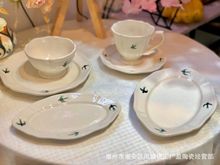 日式复古浮雕燕子碗甜品碗燕麦碗家用米饭碗手绘陶瓷冰淇淋碗餐具