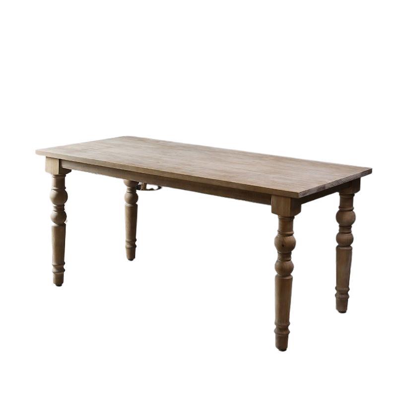 Solid Wood Table, American Retro Style, Distressed Finish, Rectangular Household Dining Table, Popular on Social Media, Pine Wood, European-Style Dining Table