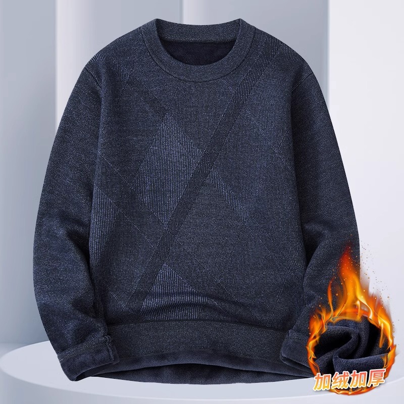 Dad's Winter Clothing fleece-lined Thickened Sweater Middle-aged Men's Warm Base Shirt for Middle-aged and Elderly Autumn and Winter Grandpa Top Dad's Winter Clothing fleece-lined Thickened Sweater Middle-aged Men's Warm Base Shirt for Middle-aged and Elderly Autumn and Winter Grandpa Top
