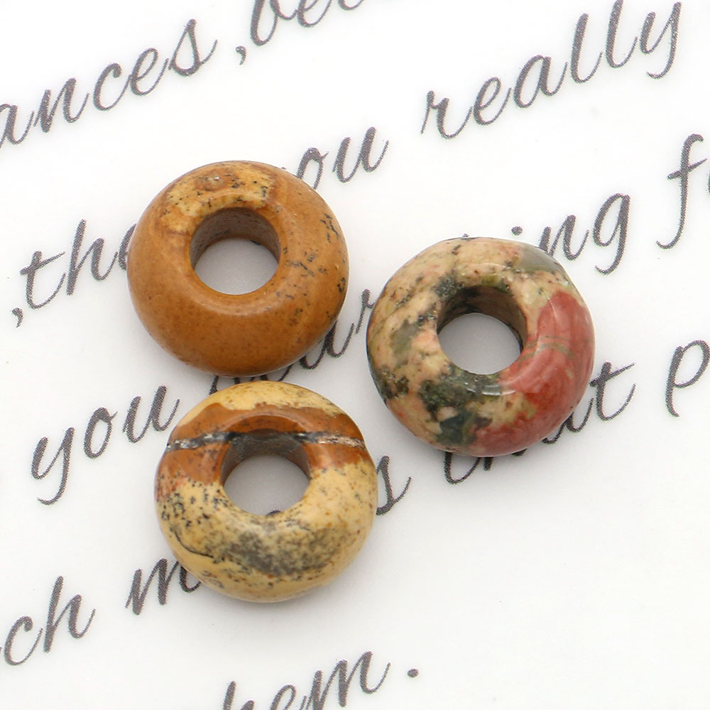 Pequeño anillo de piedra natural botón de seguridad de cristal DIY cuerdas de trenzado cuentas de pulsera collar accesorios colgante