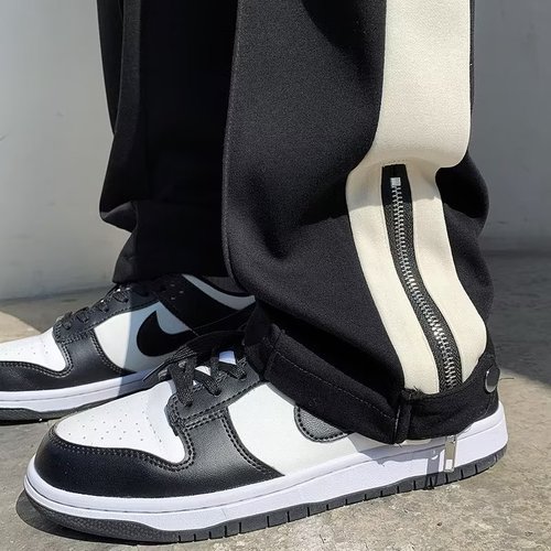 American Street Athletic Loose-Fit Elastic Waist Wide Leg Pants with Drawstring and Cut-Away Hem Men's Spring  New