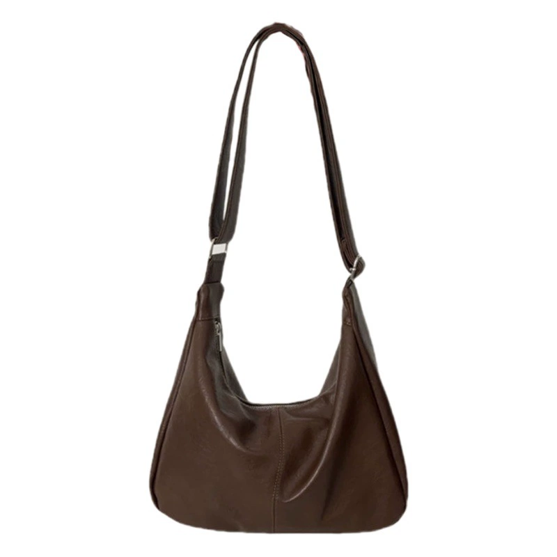 Женские сумки 2025, новая сумка через плечо Maillard в стиле ретро, ​​мягкая кожаная универсальная сумка через плечо большой вместимости