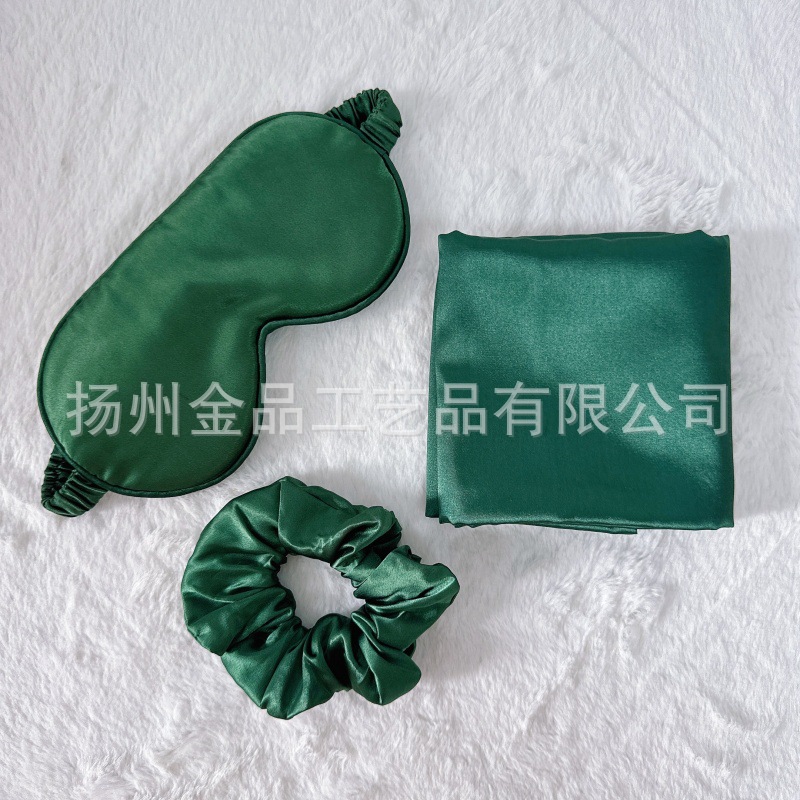 Ojos verde oscuro + anillo para el cabello + funda de almohada set de tres piezas (paquete completo OPP)