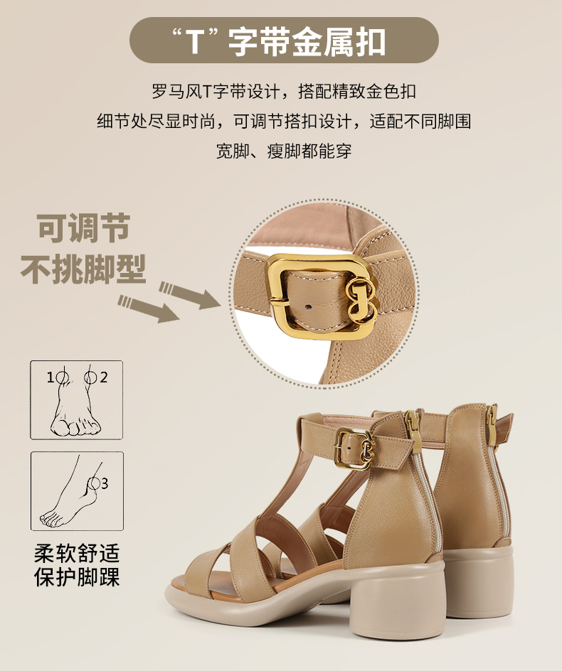 Sandal nữ bít mũi da bò thật đế dày phong cách mẹ bỉm thoải mái — Trắng kem【Da bò lớp đầu】 chi tiết 3