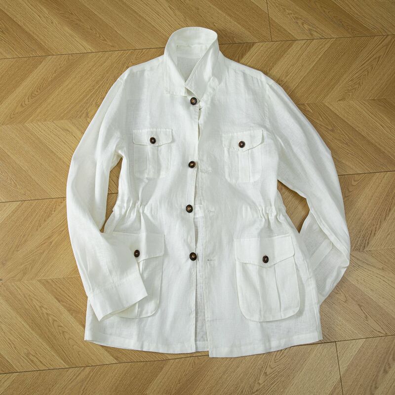 In-Stock American Retro Linen Hunting Jacket for Men, Lightweight and Breathable Outdoor Jacket, Loose Casual Gentleman Style with Multiple Pockets and Drawstring In-Stock American Retro Linen Hunting Jacket for Men, Lightweight and Breathable Outdoor Jacket, Loose Casual Gentleman Style with Multiple Pockets and Drawstring
