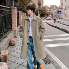 卡其色风衣外套男中长款秋季英伦雅痞韩系高级感痞帅过膝百搭大衣