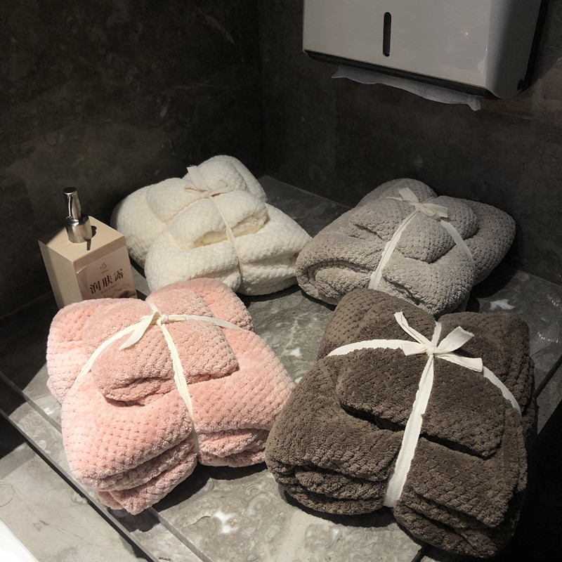 Pineapple Coral Fleece Towel Bath Towel Set Soft Absorbent Not Easy to Lose Hair Household Children's Cute Large Wrap Towel