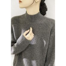 2024年套头加厚款保暖软糯针织衫女装冬季半高领时尚长袖宽松毛衣