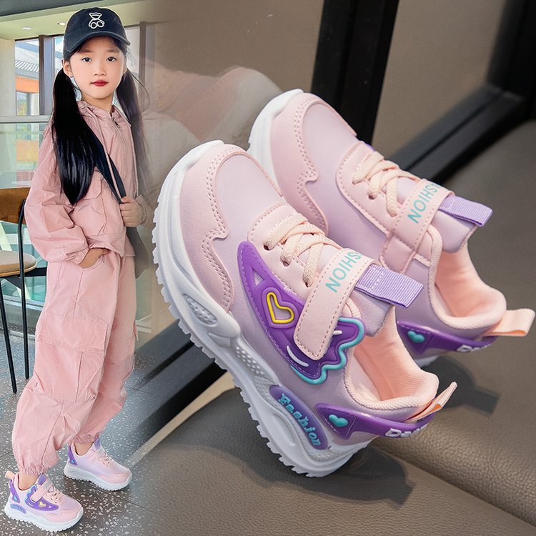 Baskets à scratch pour filles – Chaussures rétro légères style dad shoes | Maille respirante et rose tendance | Nouveauté printemps | Pointures 26 à 37_voghion.com