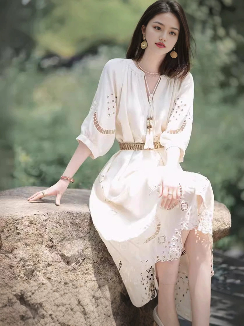 Summer white elegant dress