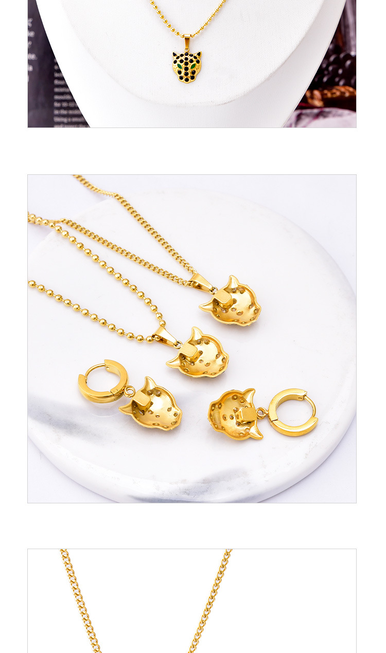 Fashion Animal Titanium Steel Plating Inlay Zircon Earrings Necklace