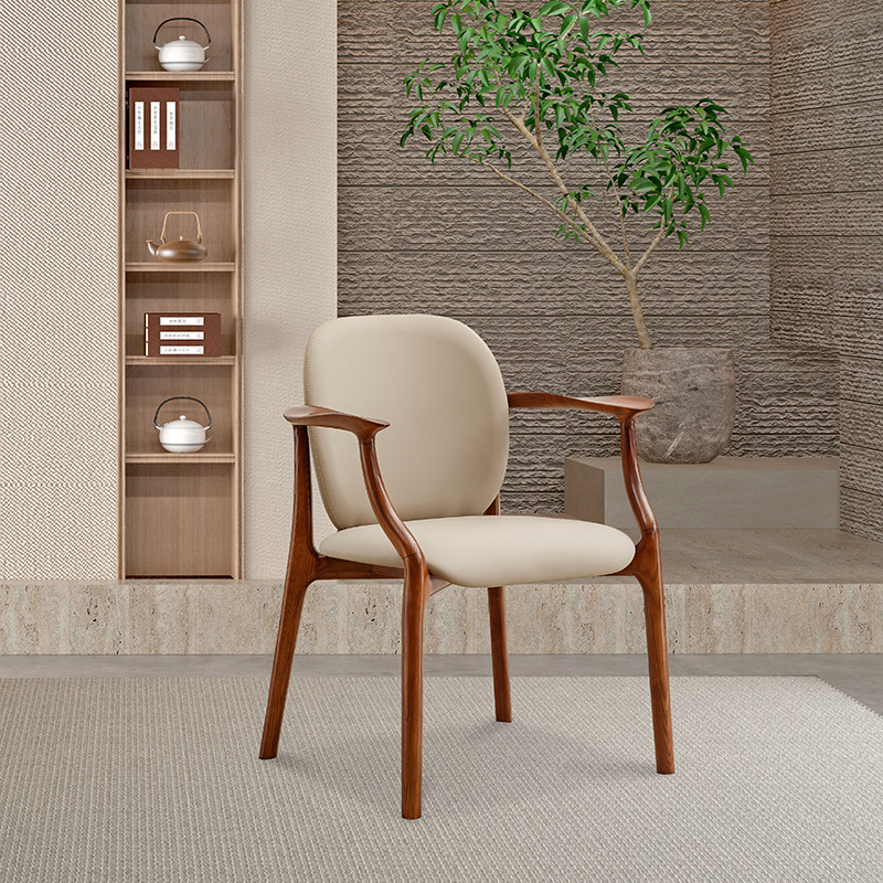Hotel Club Reception Table and Chairs Box Vip Negotiation Light Luxury Armrest Dining Chair Modern Solid Wood Leisure Sales Reception