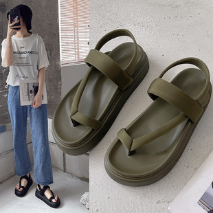 Factory Direct Supply 2024 Spring and Summer New Korean Style Platform Sole Foreign Trade Ready Stock Fashion Casual Thong Sandals Trendy