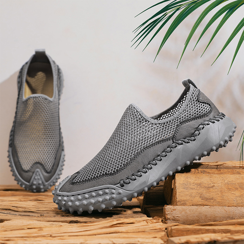 Baotou Men's Sandals Genuine Leather Men's Shoes Summer Large Size Hollow Soft Sole Hand-Stitched Trendy Beach Shoes_vogvips.com