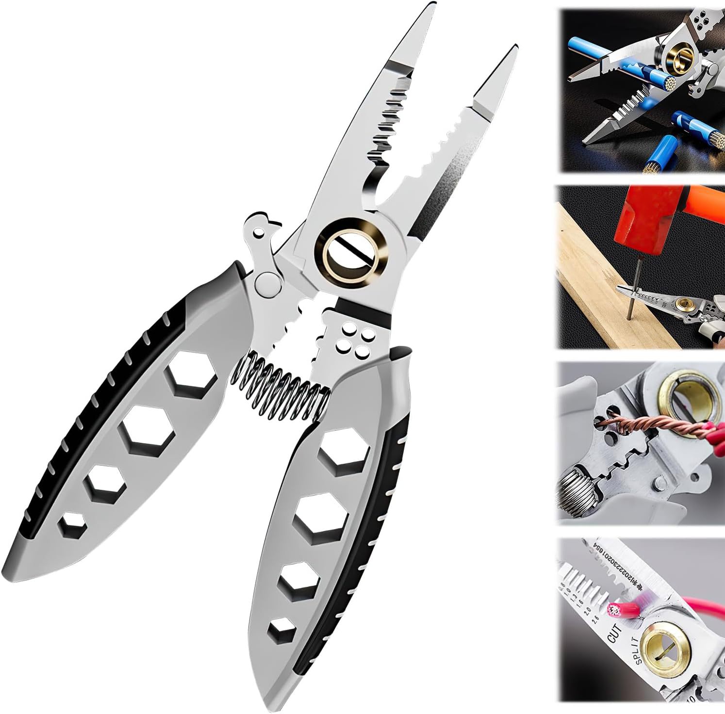 7-Inch Multipurpose Wire Stripper,Upgrade Stainless steel He