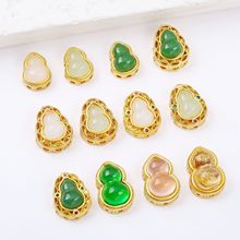 古法金保色镶嵌葫芦水晶隔珠转运珠手链项链散珠diy串珠饰品配饰