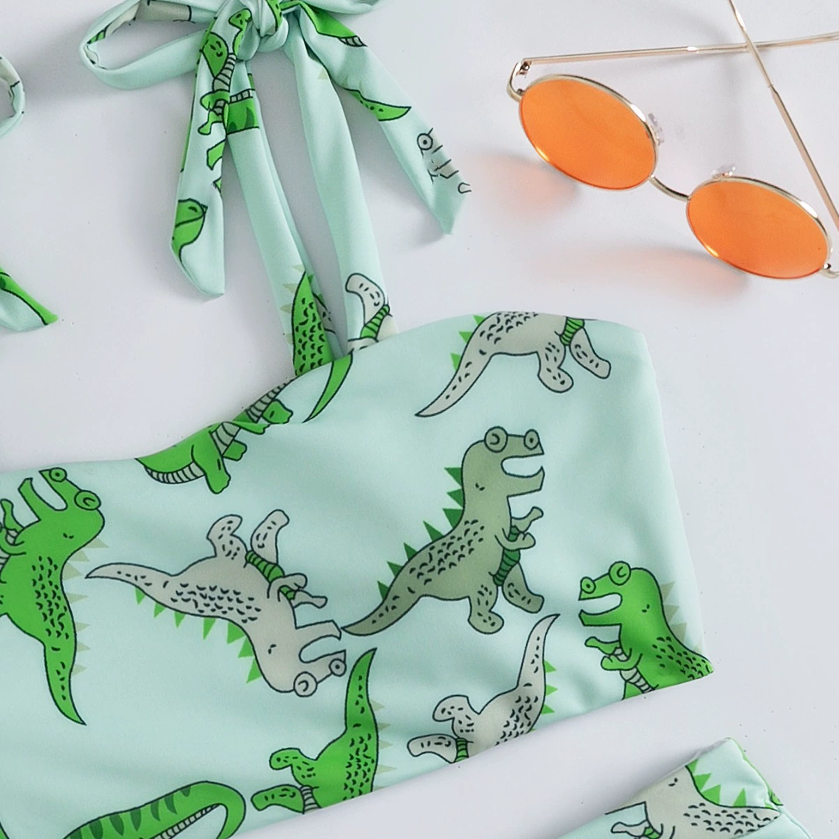 Split dinosaur, set, swimwear, 2023 collection, high waist, Aliexpress, Amazon