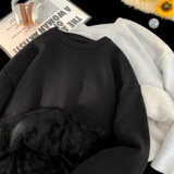 纯色圆领毛衣男冬季加绒加厚保暖宽松大码休闲男生针织衫毛线衣，男装针织衫/毛衣，星座614