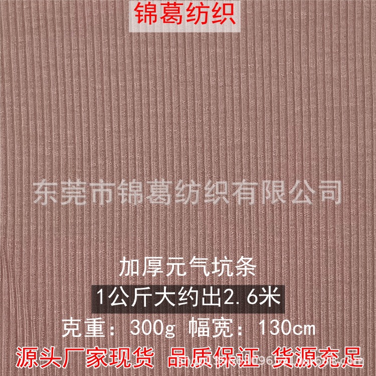现货供应300g秋冬螺纹连衣裙休闲服面料 加厚元气坑条弹力针织布