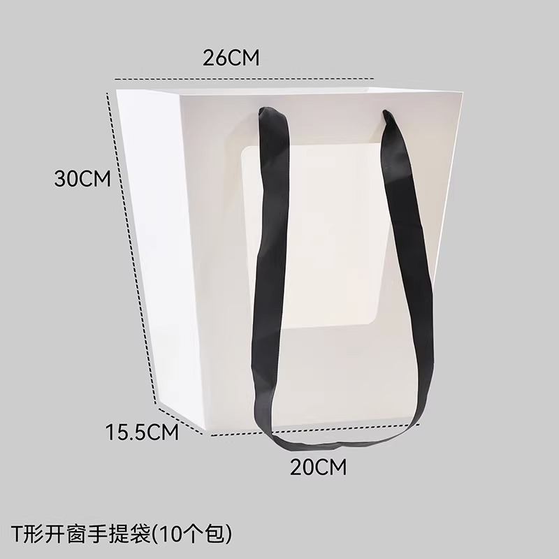 Bolsa de embalaje de flores transparente bolso trapezoidal cuadrado bolso de mango largo ramo de embalaje caja de regalo material de la tienda de flores