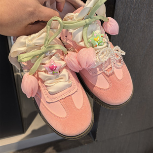 Korean Style New Ballet Style Tulip Shoelace Decorative Buckle Shoe Flower Girl's Heart Pearl Crystal Bow Shoe Buckle