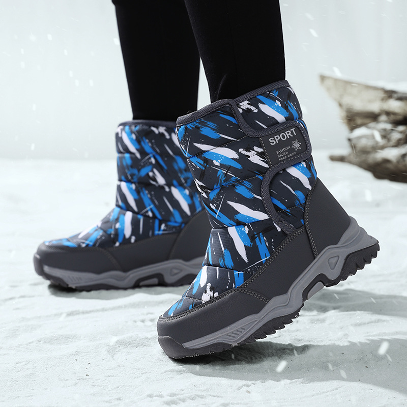 跨境兒童雪地靴廠家批發兒童棉鞋中大童加絨保暖冬靴外貿東北棉靴