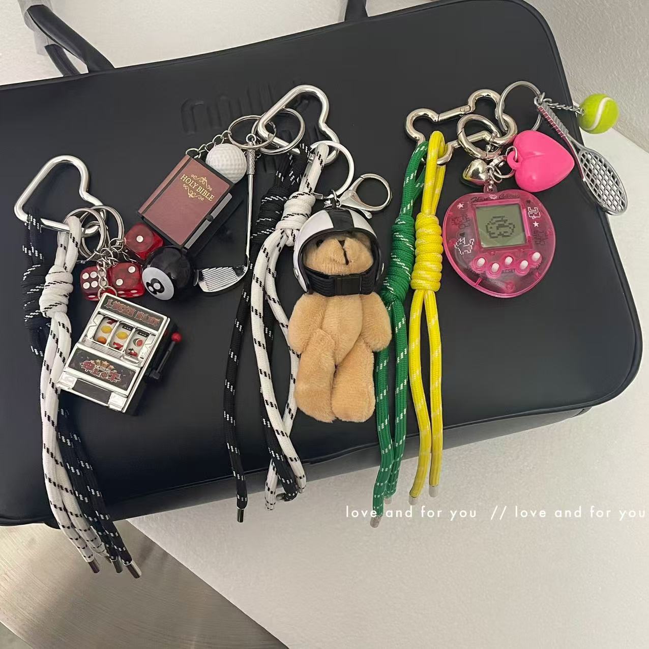 가방 걸이 컬렉션 miu 스타일 다기능 짠 끈 열쇠 고리 가방 펜던트 diy 액세서리 배낭 맞춤 펜던트