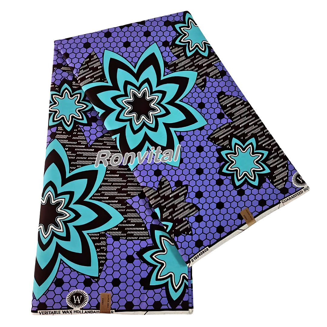 H4-5蜡布100% Cotton African Wax Fabric，Hitargett Wax Fabric