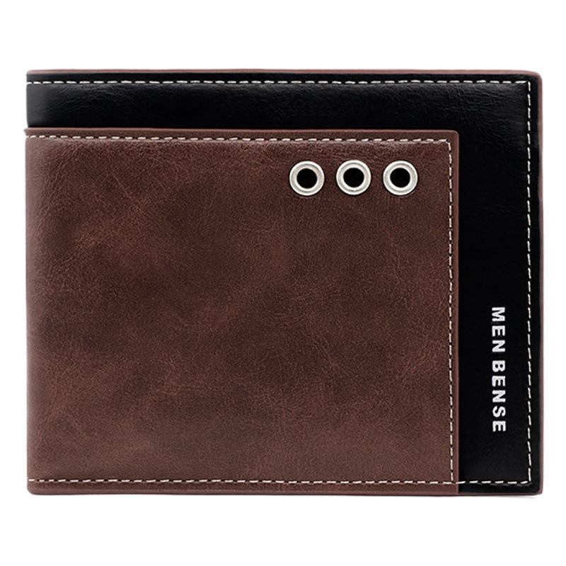 Cartera corta de los hombres de estilo coreano bisagra a juego de color posición multi-tarjeta de gran capacidad moda casual bolso doble billetera de los hombres