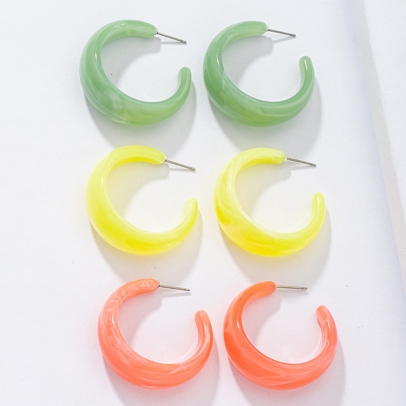 Wholesale C-shaped Resin Acrylic Earrings Set display picture 7