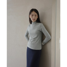 EVERTRUE 2025秋冬季韩版纯色针织打底衫中长款半高领上衣32715