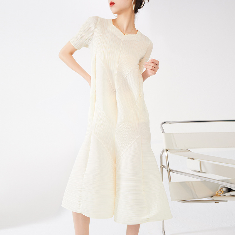 Miyake Dress Elegant High-End Women's Clothing Wholesale Long Design Niche Large Size Pleated Hot Selling Flower Bud Skirt