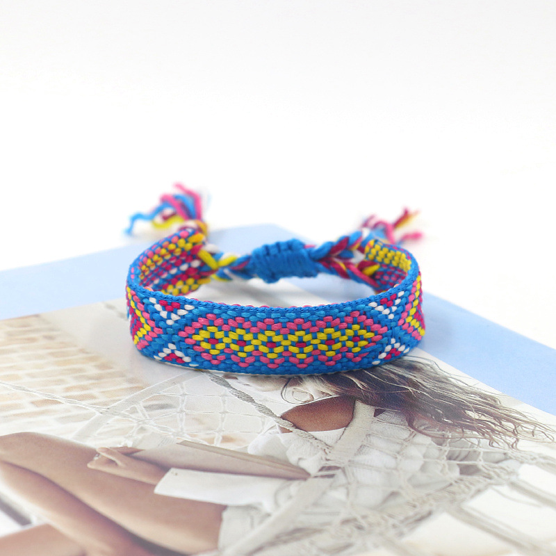 Nueva Cruz-frontera popular de color bohemio tejido pulsera fans correa de muñeca pulsera de la Amistad artística