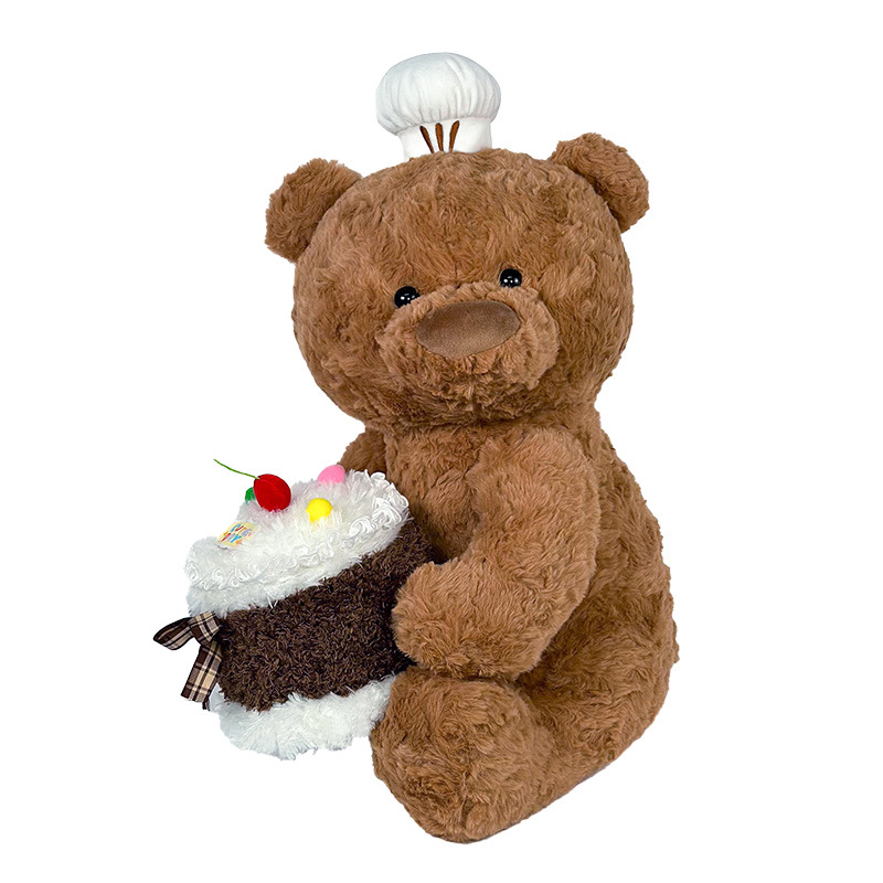 Cute Cake Bear Peluche de peluche Almohada de regalo para niños Vela de cumpleaños Muñeca grande Decoración de muñeca de oso Ryan