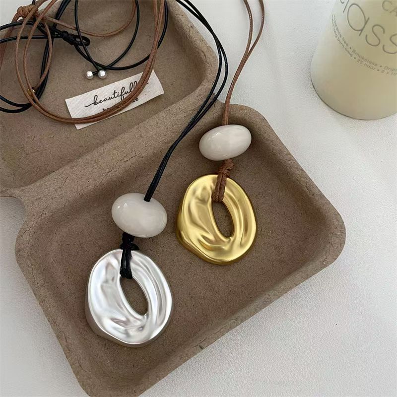 Korean Blogger's Same Style Sweater Chain Irregular Geometric Heart Pendant Necklace Pull-Out Adjustable Accessories