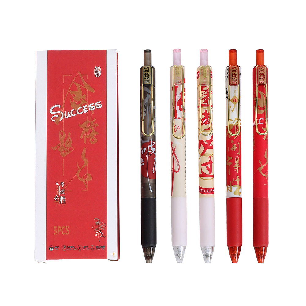 Título de la lista de oro creativo Bolígrafo de prensa Estudiante de alto valor Bolígrafo de fuente de prensa en caja Bolígrafo de firma de cabeza ST suave