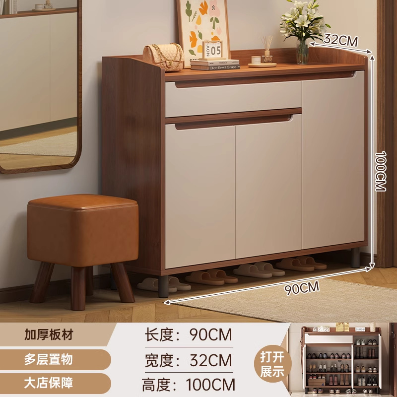 다리 포함 ★ 도어 3개와 서랍 1개, 스프루스 월넛 컬러 + 윤시 화이트 90*32*100cm