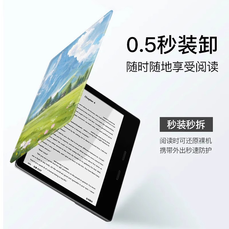 Flower Sea Landscape Magnetic E-book Protection Case Applicable to Arborite Poke5/leaf5/3c Reader Tab8c Shell 3