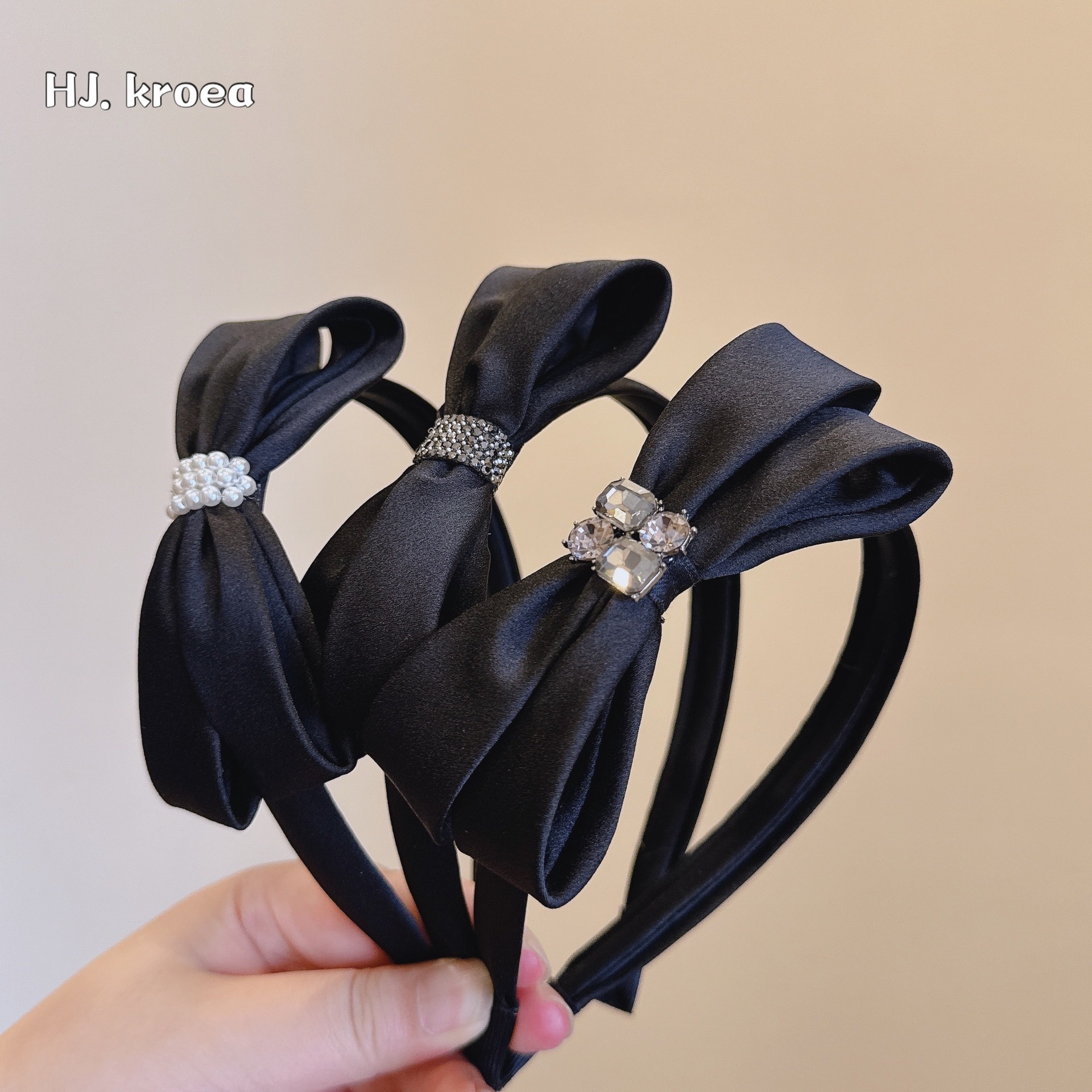 2024新品~黑色立體精緻百搭側邊優雅復古百搭滿鑽輕奢發卡頭箍