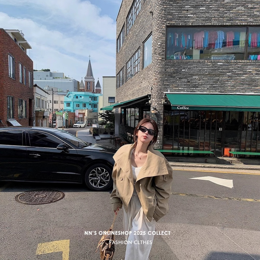 Chen Jiana Nns Ac*E25 Autum New British Style Design Stand Collar Short Korean Style Windbreaker Jacket for Women