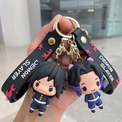 Cross-border Q-version Demon Slayer Keychain Bag Hook Soft Plush Figure Car Keychain Student Small Gift