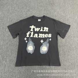 跨境BP潮流发泡字母印花宽松圆领短袖 2024半袖男女休闲款情侣TEE