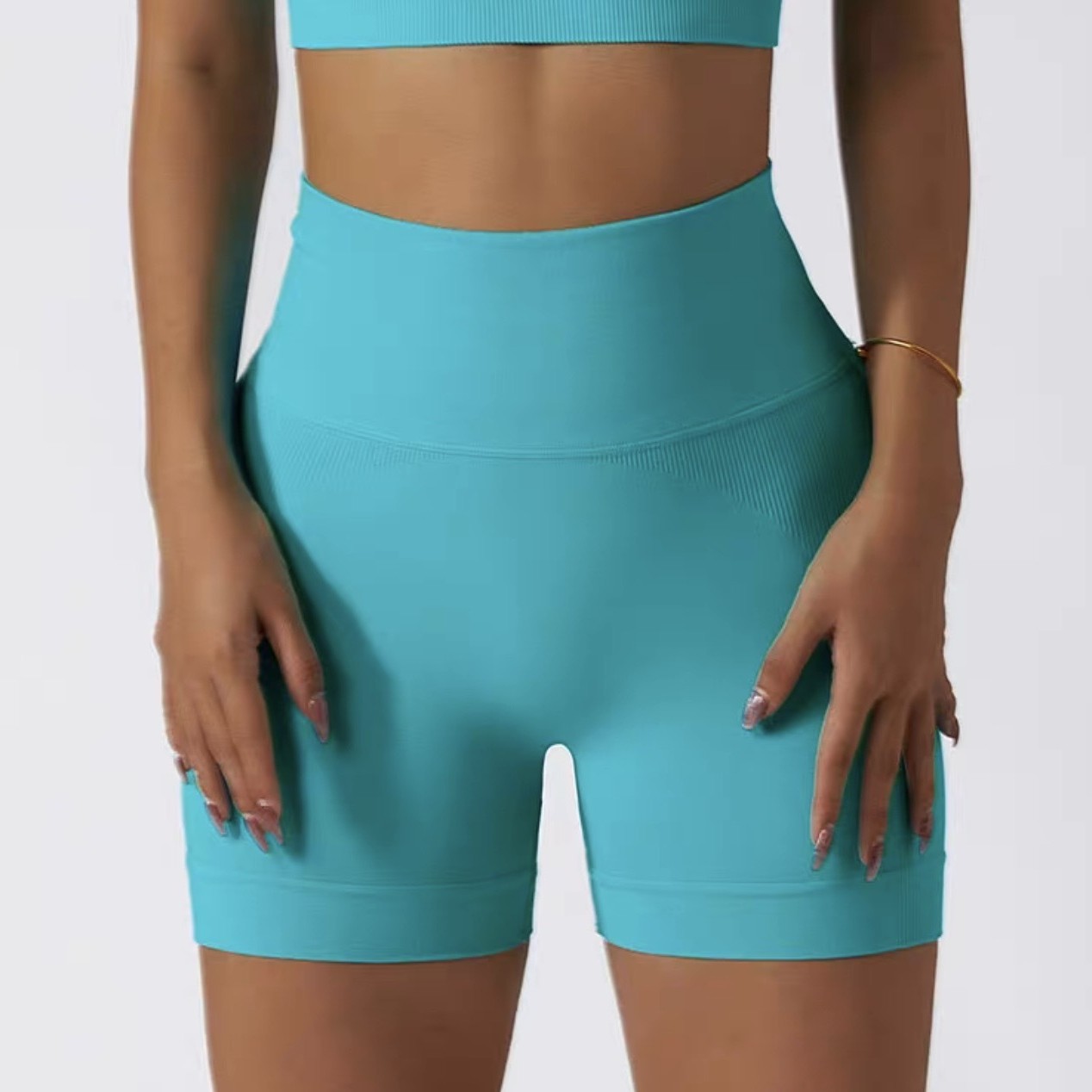 Pantalones sin costuras de hilo transfronterizos europeos y estadounidenses, pantalones de gimnasio de cintura alta, pantalones de yoga para correr