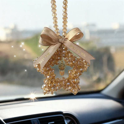 interior rearview mirror decoration, safety | Car hanging - champagne-colored-lucky-star-crystal-pendant