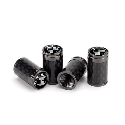 Suitable for Bmw 1 Series: valve - carbon-fiber-titanium-black-bmw-black-white-emblem-4-pieces